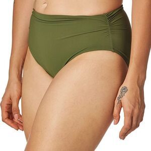 Profile by Gottex Moro Olive Ruched High Waist Bikini Swim Brief Plus Size 16